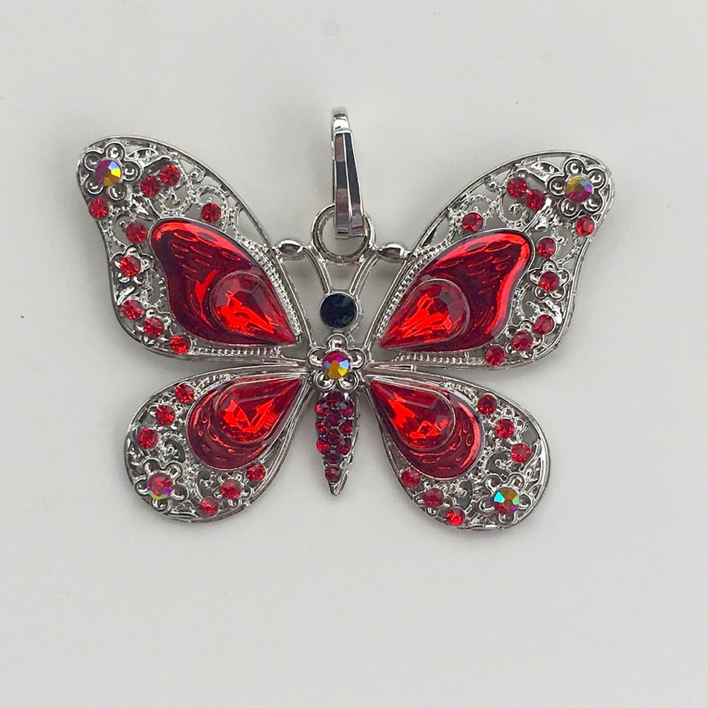 Vivid Red Butterfly Necklace.